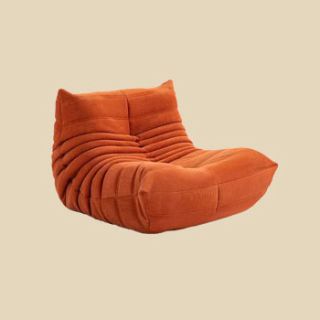 Fireside Togo Chair Chaise Lounge Lazy  Sofa for Living Room, Bedroom, Salon, Office, with Red Fabric Cover