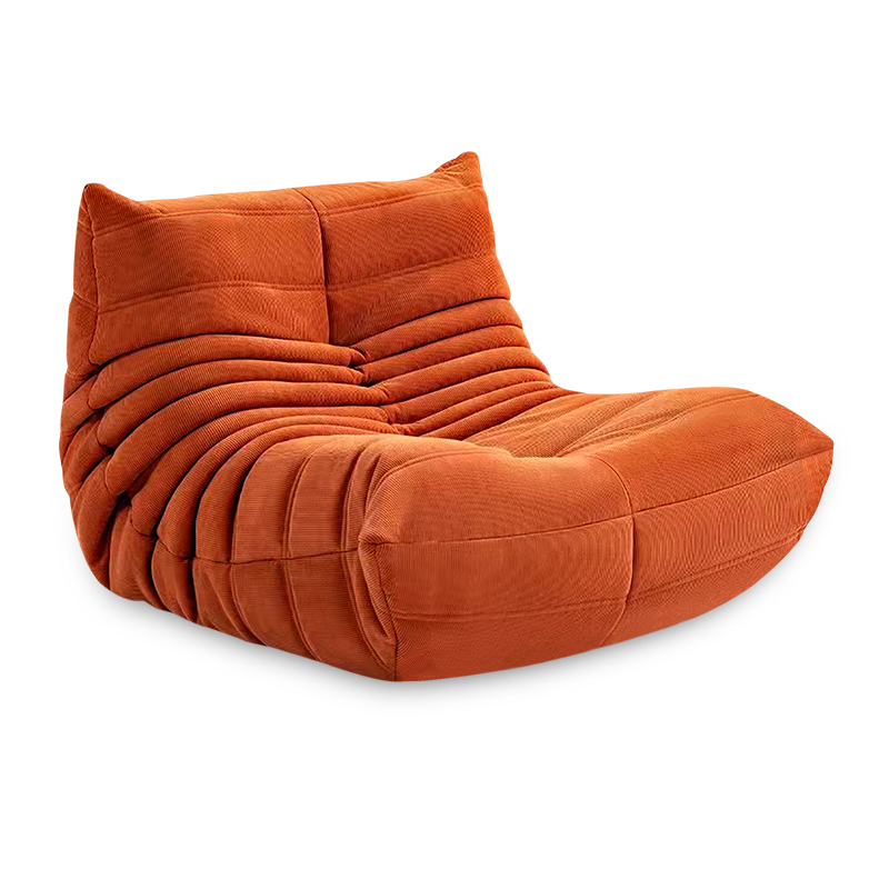 Fireside Togo Chair Chaise Lounge Lazy  sofa for Living Room, Bedroom, Salon, Office, with Red Fabric Cover