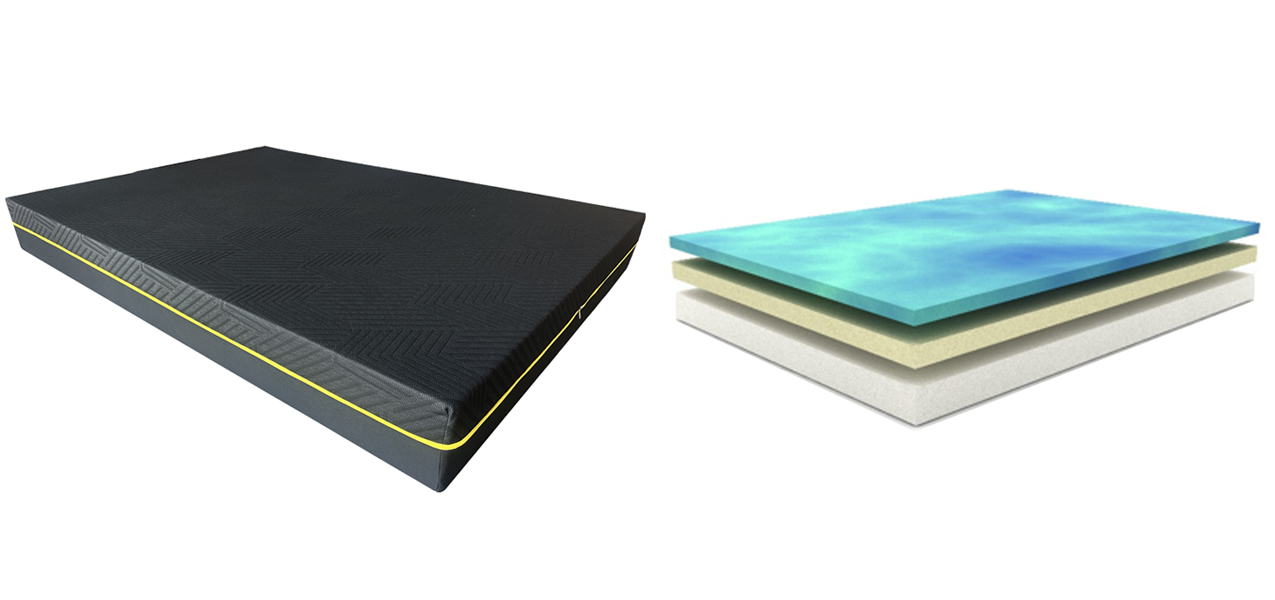 Black High - Density Foam Mattress with Yellow Trim – Queen Size for Bedroom | Supportive & Durable for Restful Sleep Black High - Density Foam Mattress with Yellow Trim – Queen Size for Bedroom | Supportive & Durable for Restful Sleep