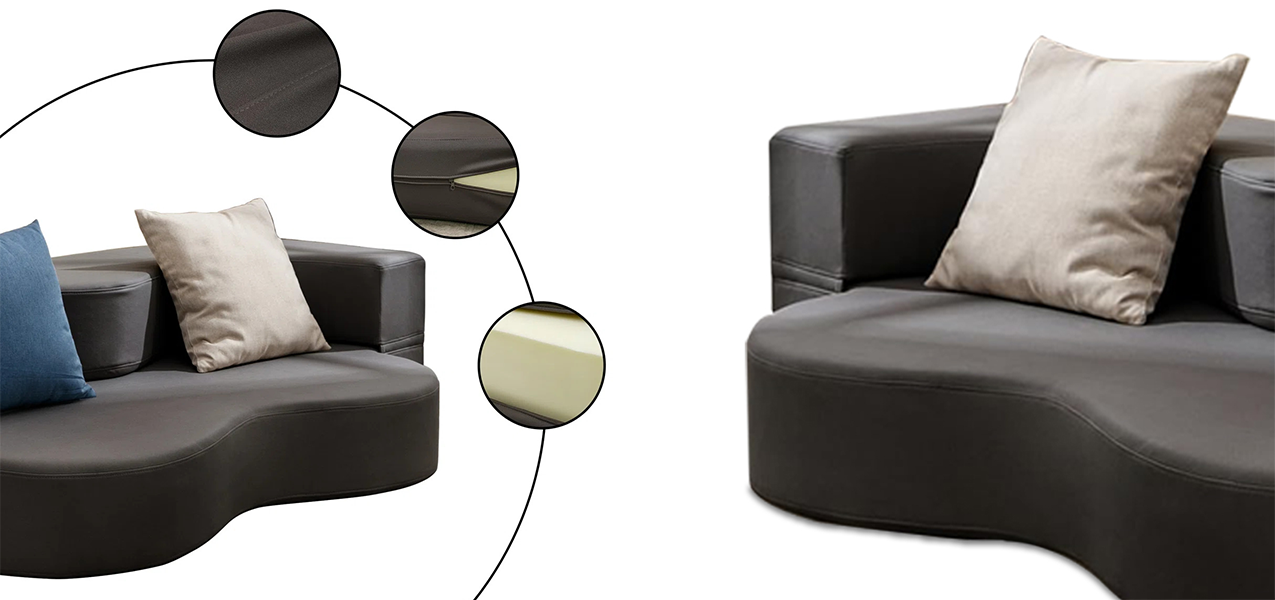 detail of 3-in-1 Convertible Floor Sofa Bed with Corduroy Upholstery detail of 3-in-1 Convertible Floor Sofa Bed with Corduroy Upholstery