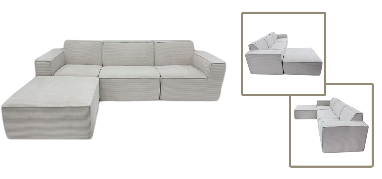 Wholesale Modular U - Shaped Sectional Sofa - Corduroy, 3 - Seat with Ottomans (No Assembly)