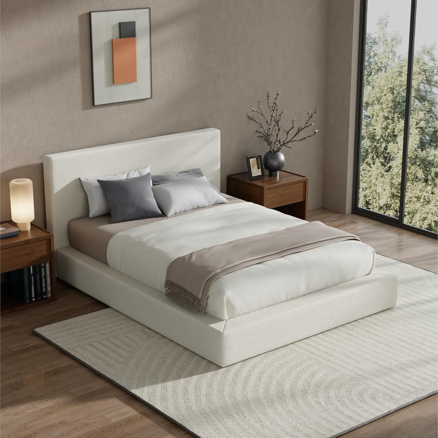 Cloud Boucle Full Bed Frame – Foam Padded, Easy Assembly