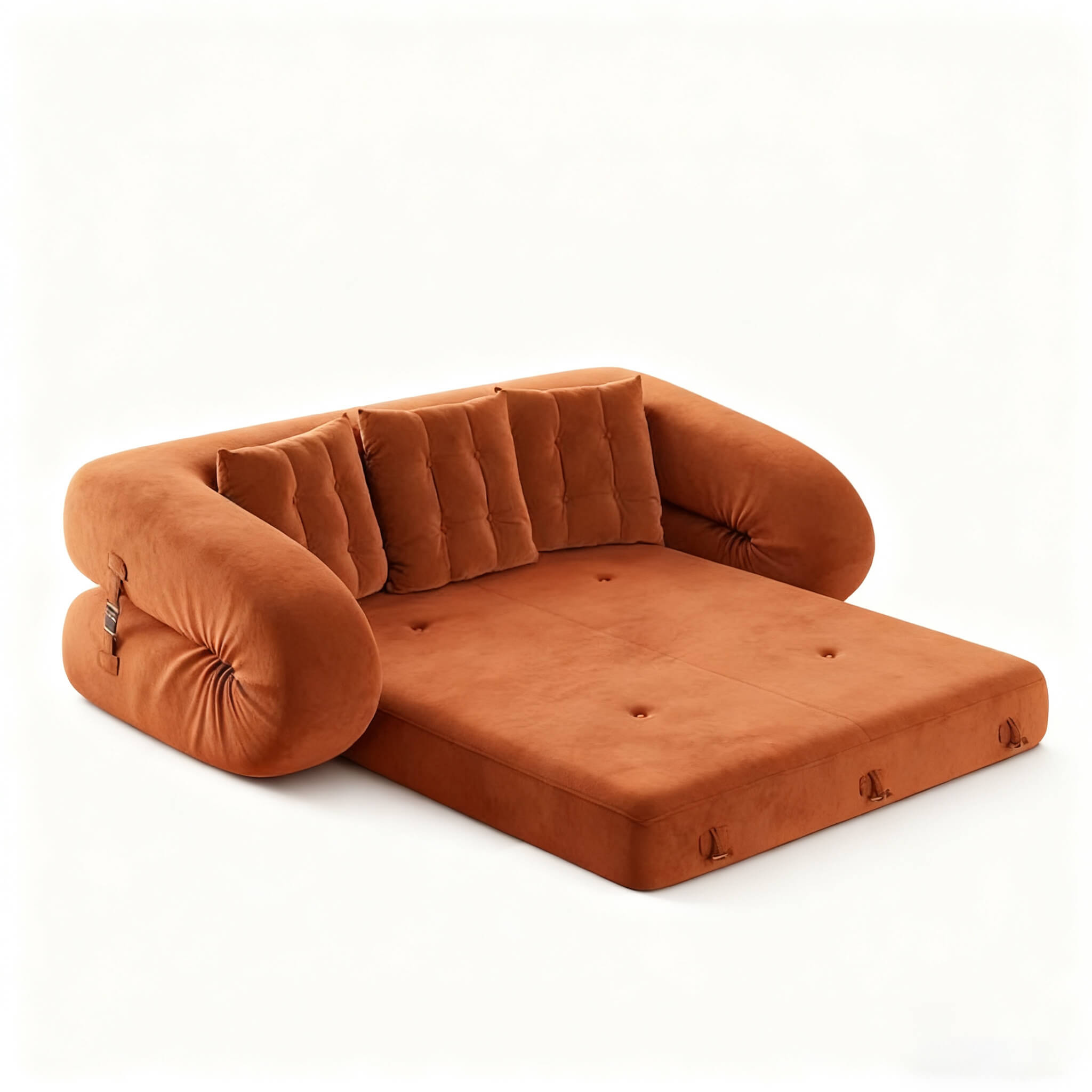 Velvet Modular Boneless Sofa Bed Half-expanded