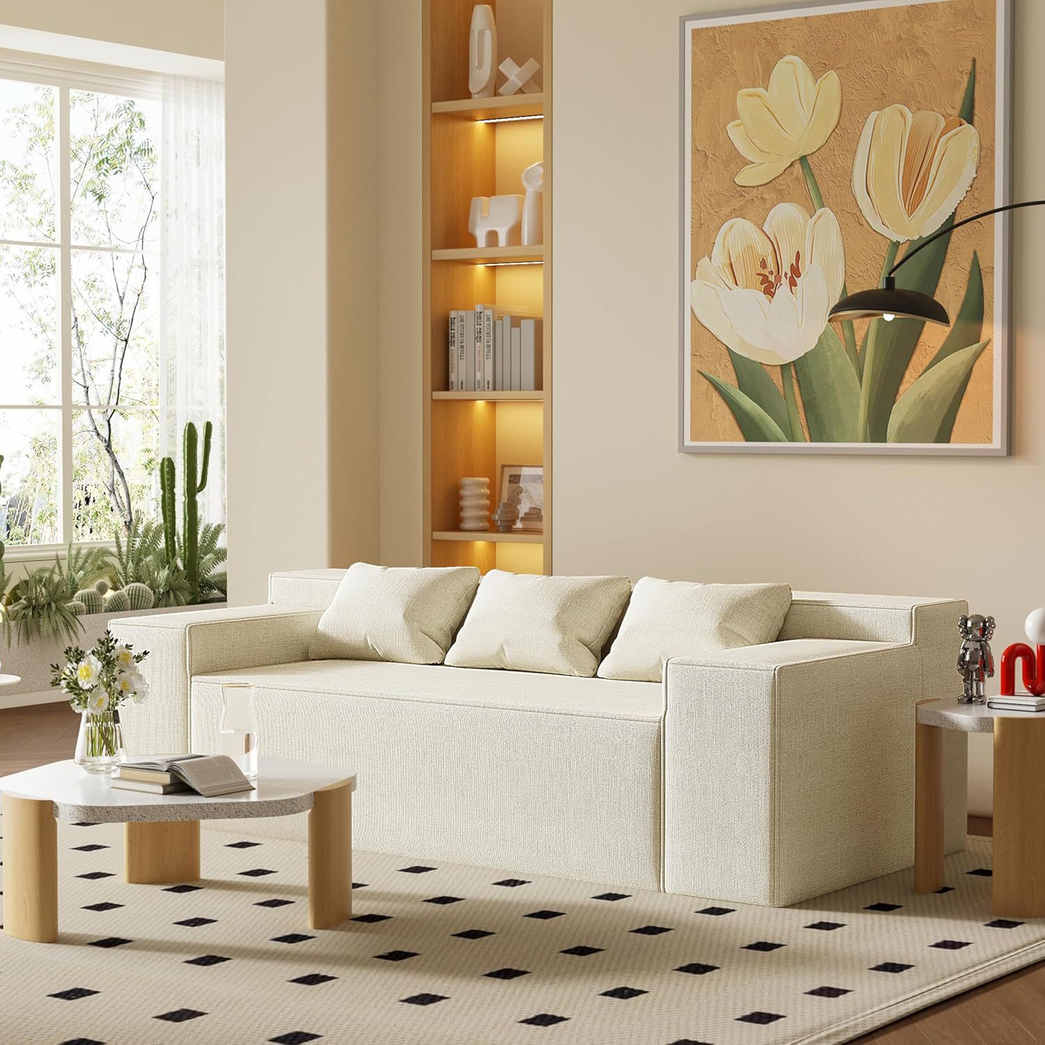 Linen Hybrid Sofa in living room