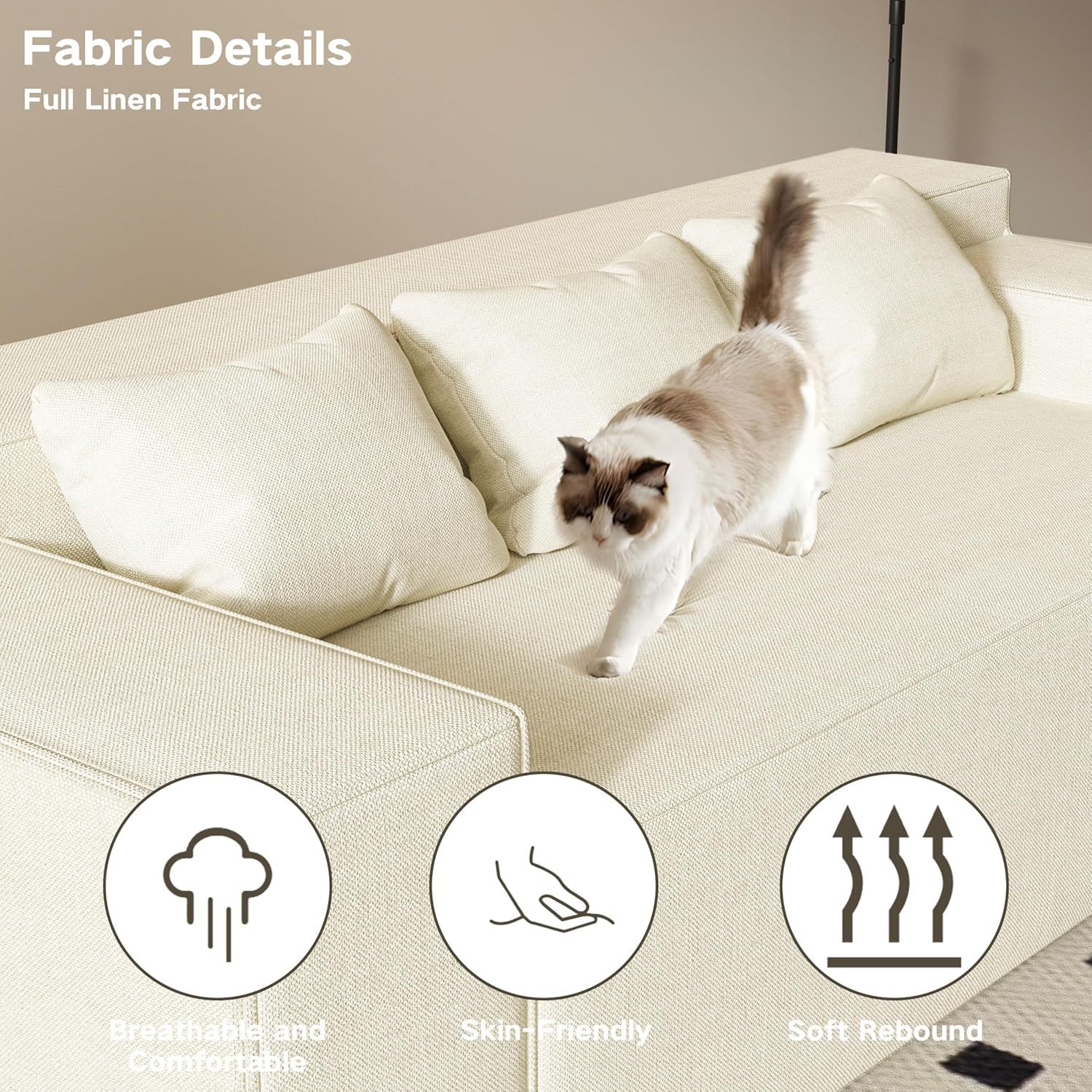 Linen Hybrid Sofa fabric details