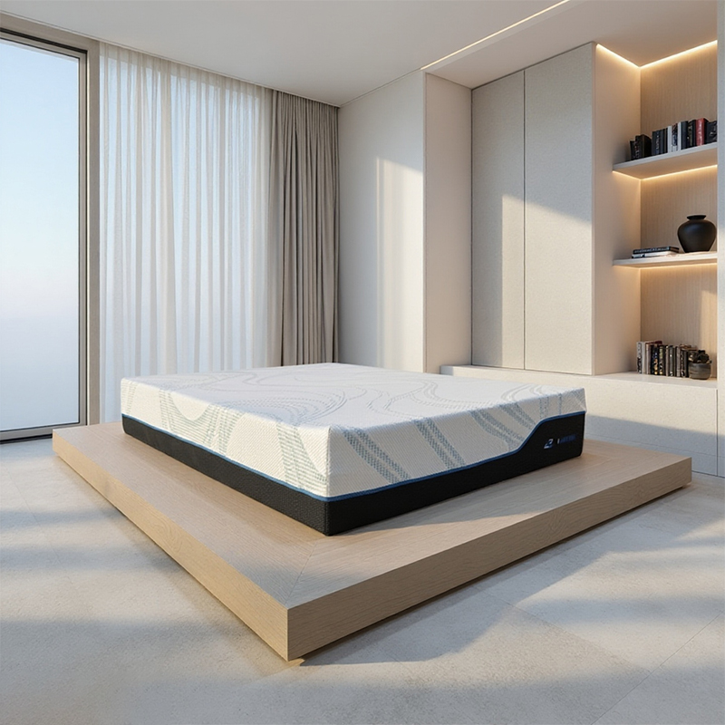 Memory foam mattress displayed in modern bedroom setting for hotel and home use