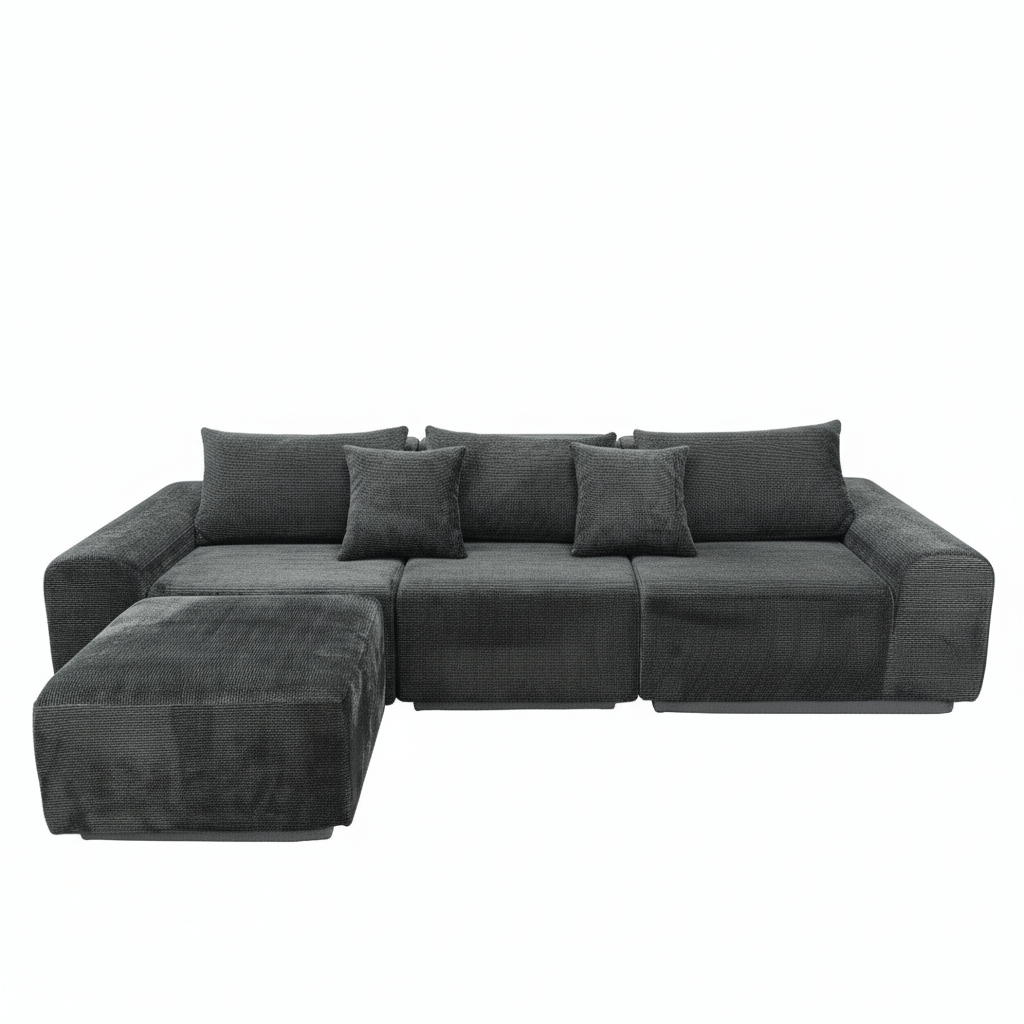 Modular Corduroy Sectional Sofa System - Customizable Deep Seat Seating Solution for Commercial & Residential Projects