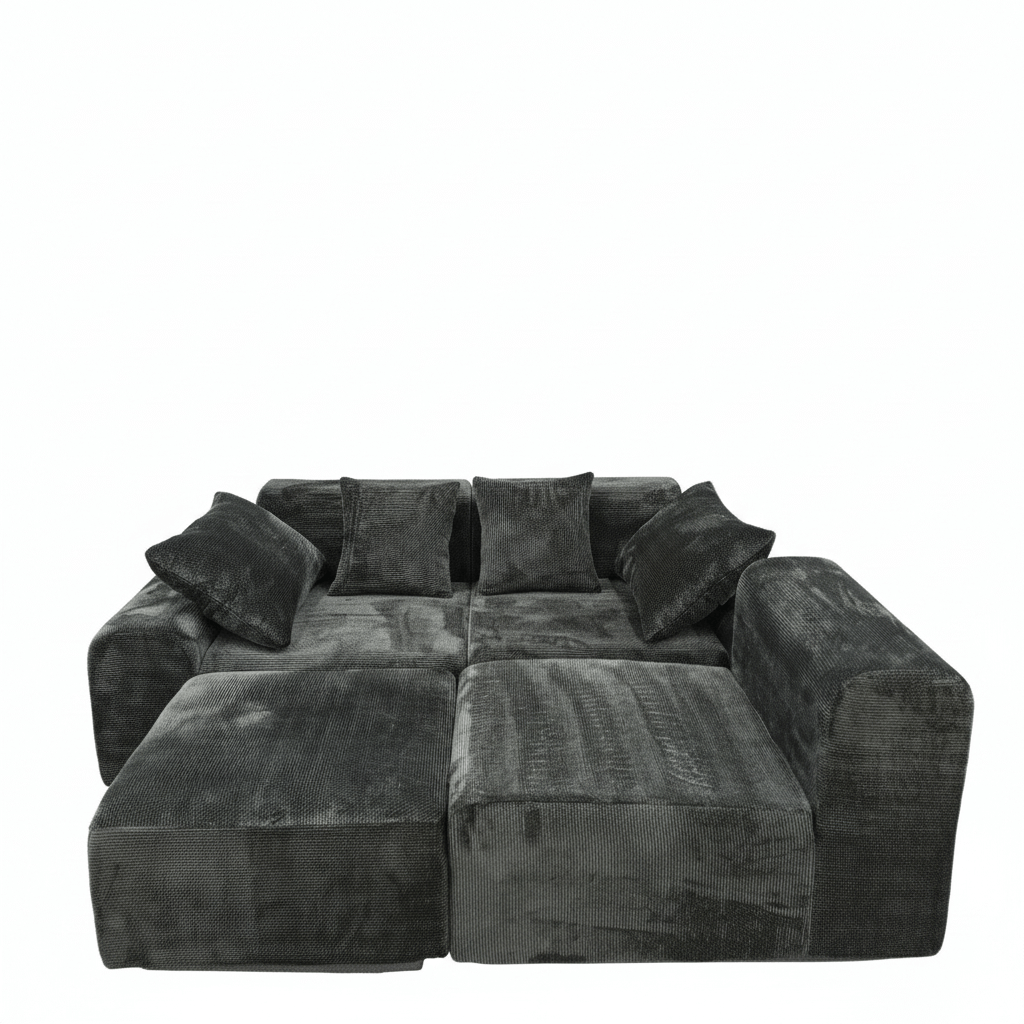 Modular Corduroy Sectional Sofa System - Customizable Deep Seat Seating Solution for Commercial & Residential Projects