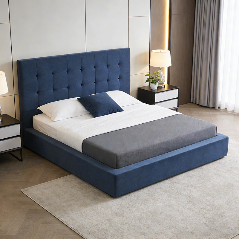 Wholesale Compressed Foam Bed Frame in Modern Bedroom Setting - Luxury Fabric Upholstered Bed for E-commerce Retailers