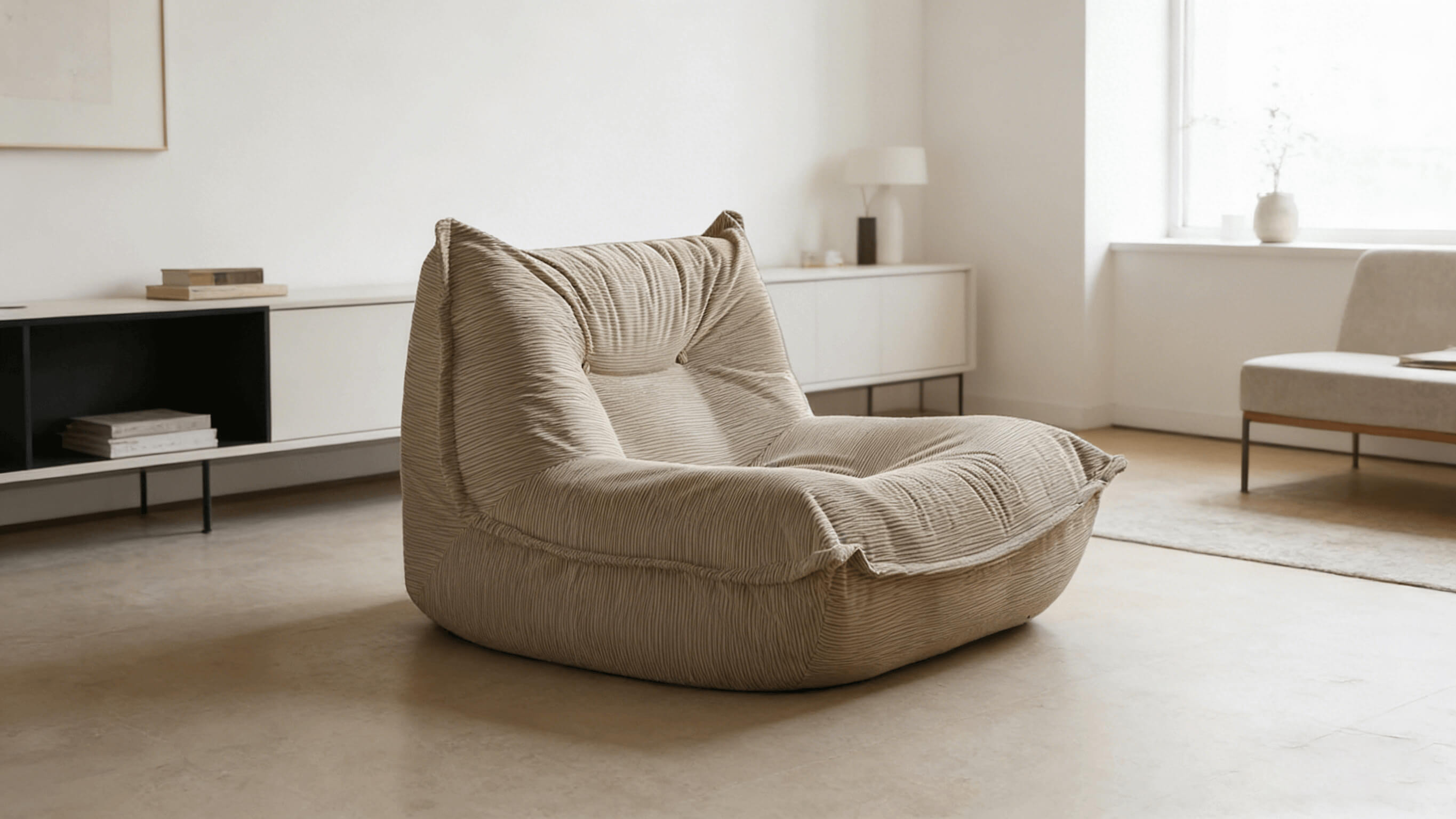 Modern minimalist living room accent chair, floor-standing corduroy single sofa for interior design project Modern minimalist living room accent chair, floor-standing corduroy single sofa for interior design project