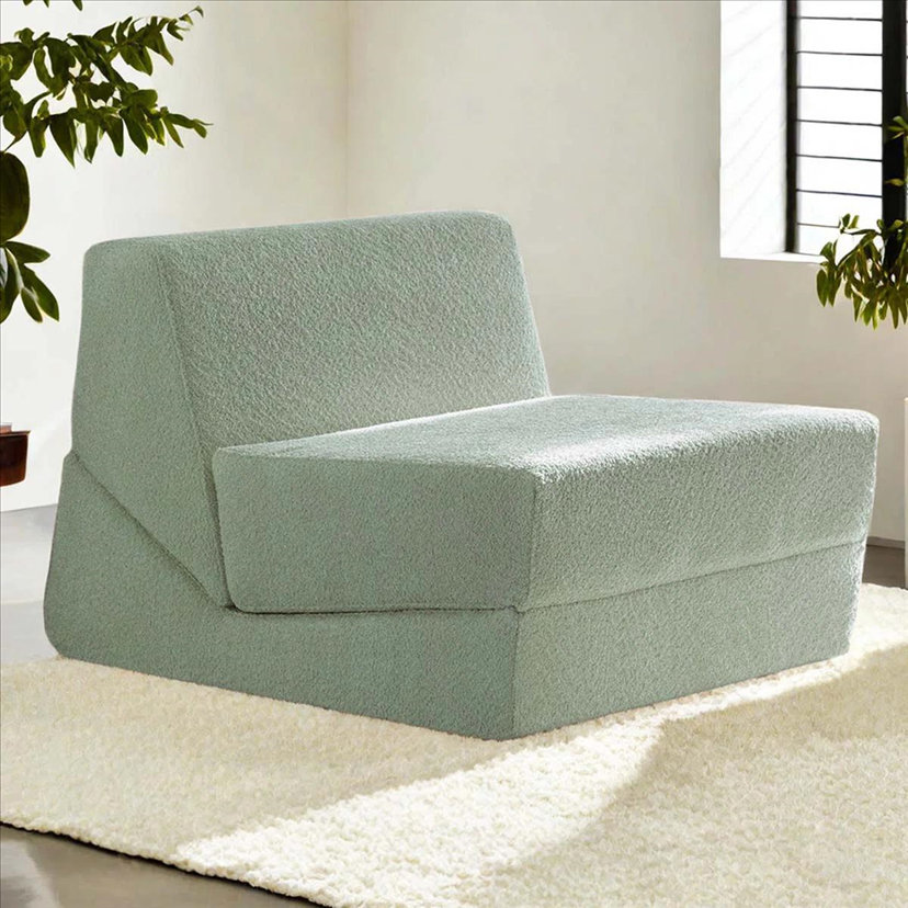 MX DREAM Modular Seafoam Green Accent Chair - No-Frame All-Foam Convertible Sofa Bed for Small Spaces | Vacuum Compressed Packaging