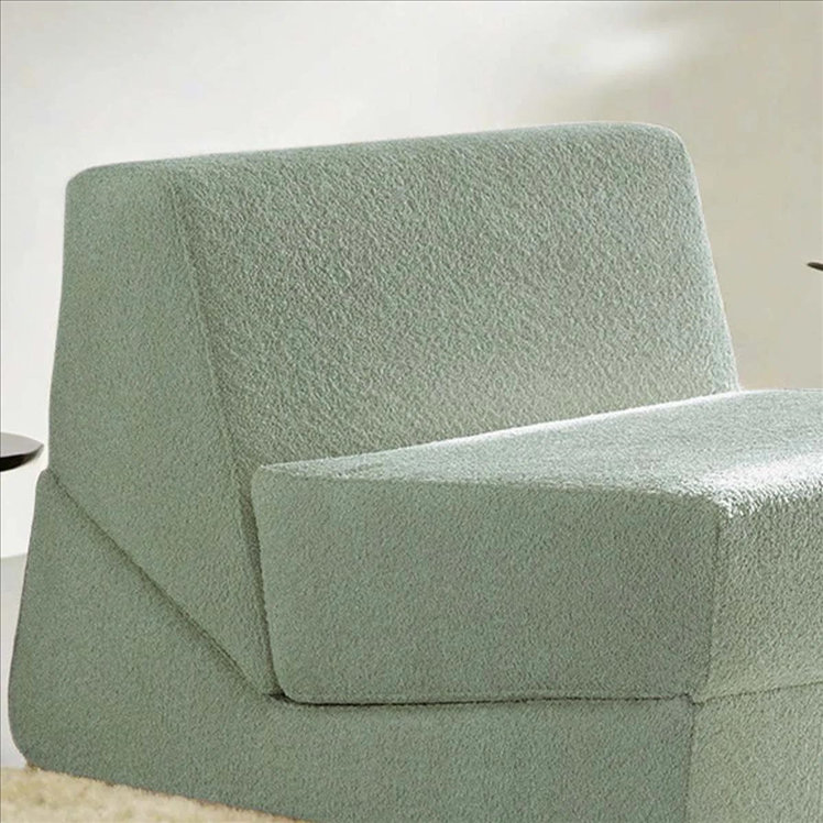 Detailed texture of MX DREAM high-resilience foam and breathable boucle fabric. Engineered by our Zhangzhou factory using zero-recycled textile materials