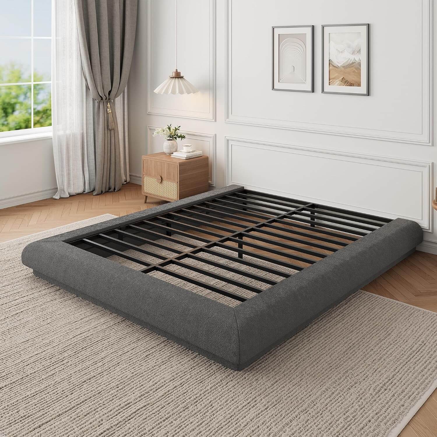 MXDREAM-Minimalist-Upholstered-Platform-Bed-Queen-Low-Profile-Design