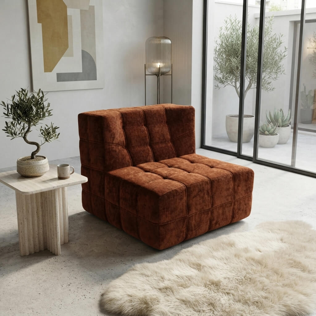 MX-Dream-Compressed-Foam-Modular-Single-Sofa-Chenille-Brown-Tufted-Block-Accent-Chair