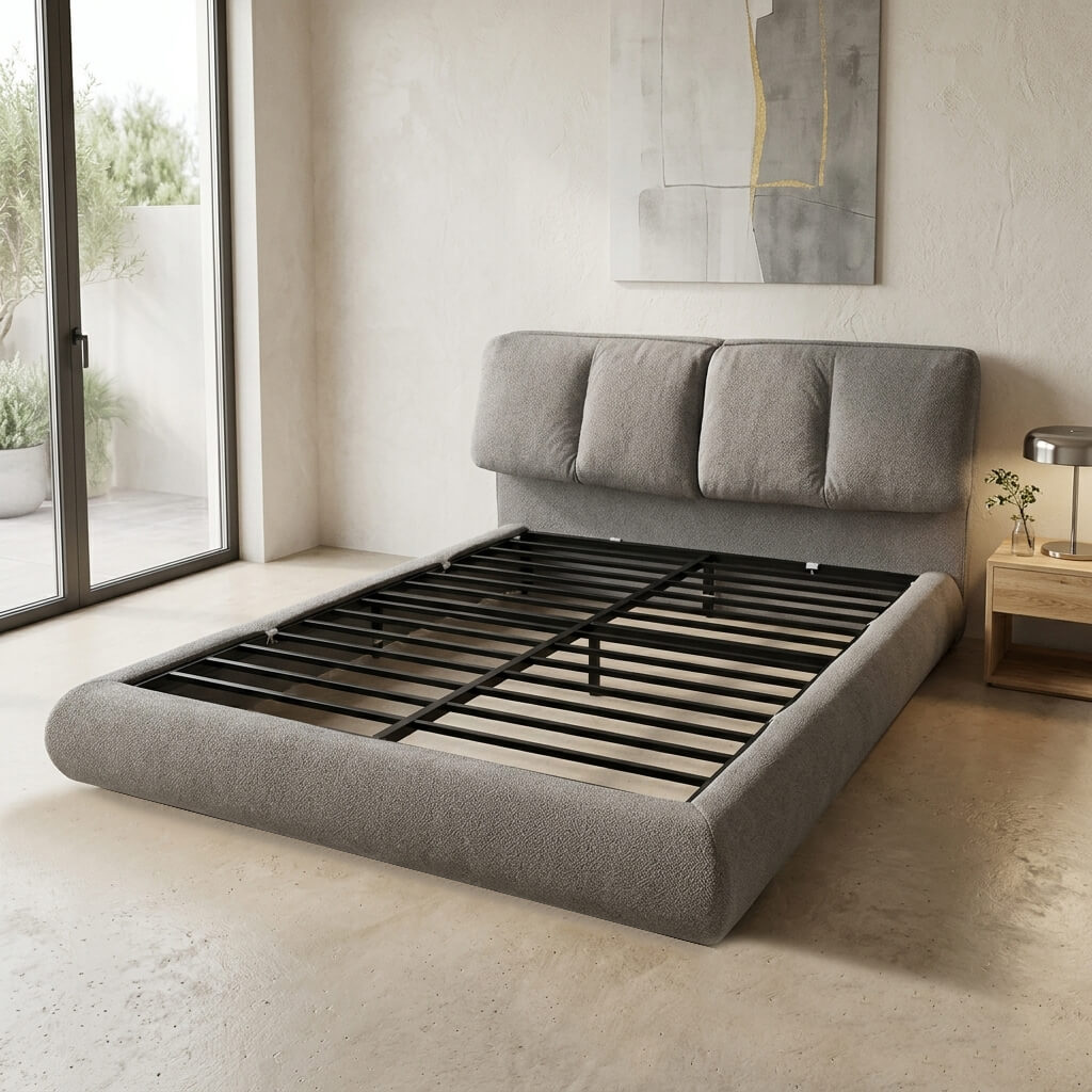 grey-fabric-upholstered-bed-frame-open-slat-structure